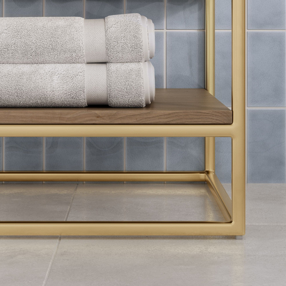 Bahia Bath Vanity, Oak, 24", Brushed Gold Hardware, Single, Freestanding