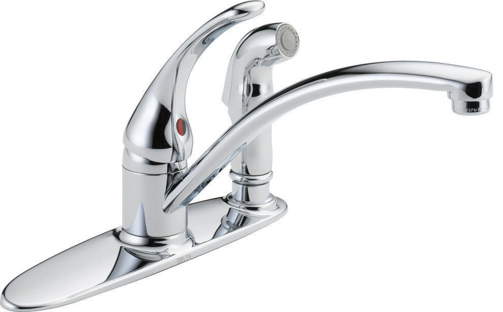 Delta Foundations Single Handle Kitchen Faucet, Integral Spray, Chrome, B3310LF