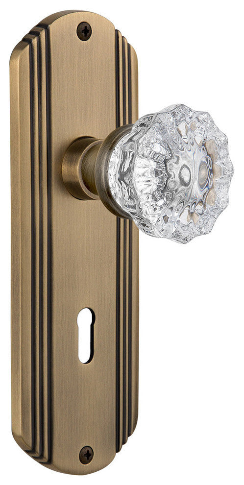 Nostalgic Warehouse Deco Plate with Keyhole Crystal Glass Door Knob
