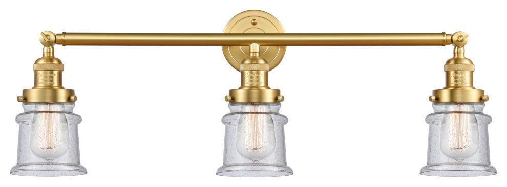 Small Canton 3 Light Bath Vanity Light, Satin Gold, Seedy