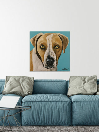 "Dog Painting Lover Boy" Painting Print, Wrapped Canvas, 32"x32"