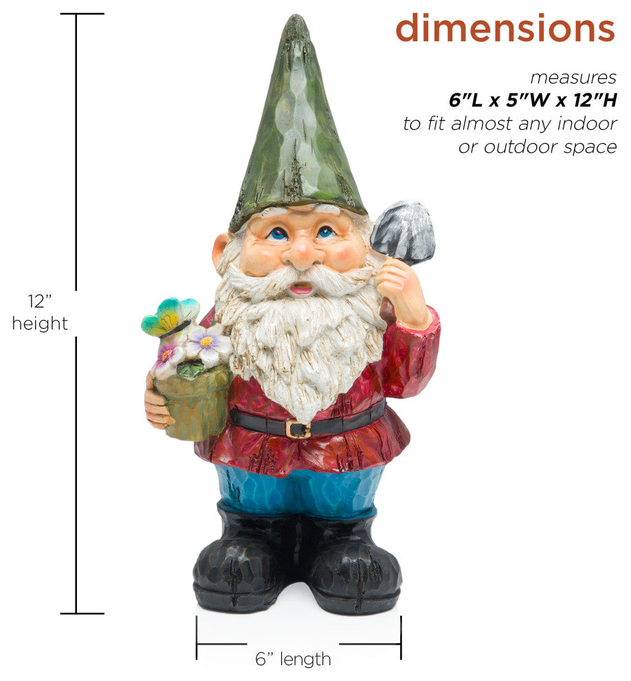 Gnome with Flower Pot Statue