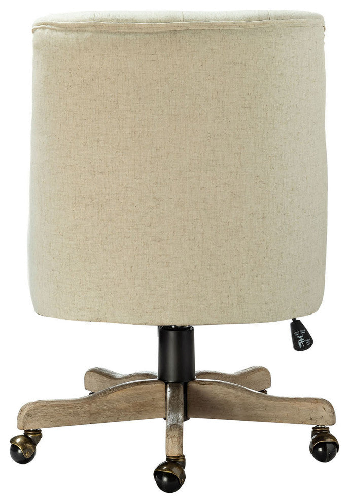 Swivel Task Chair With Tufted Back, Ivory