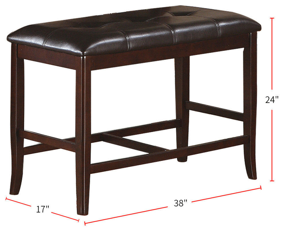 Upholstered Counter Height Bench, Dark Brown