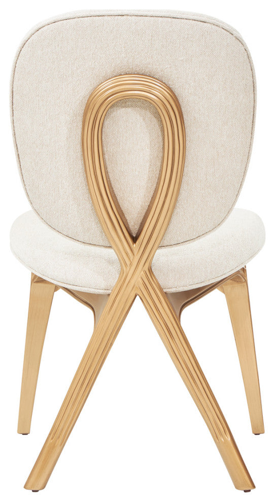 Camellia Field Vanity Chair, Linen/Antique Gold
