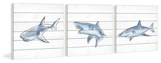 Fiery Sharks Triptych, 3-Piece Set, 12x12 Panels