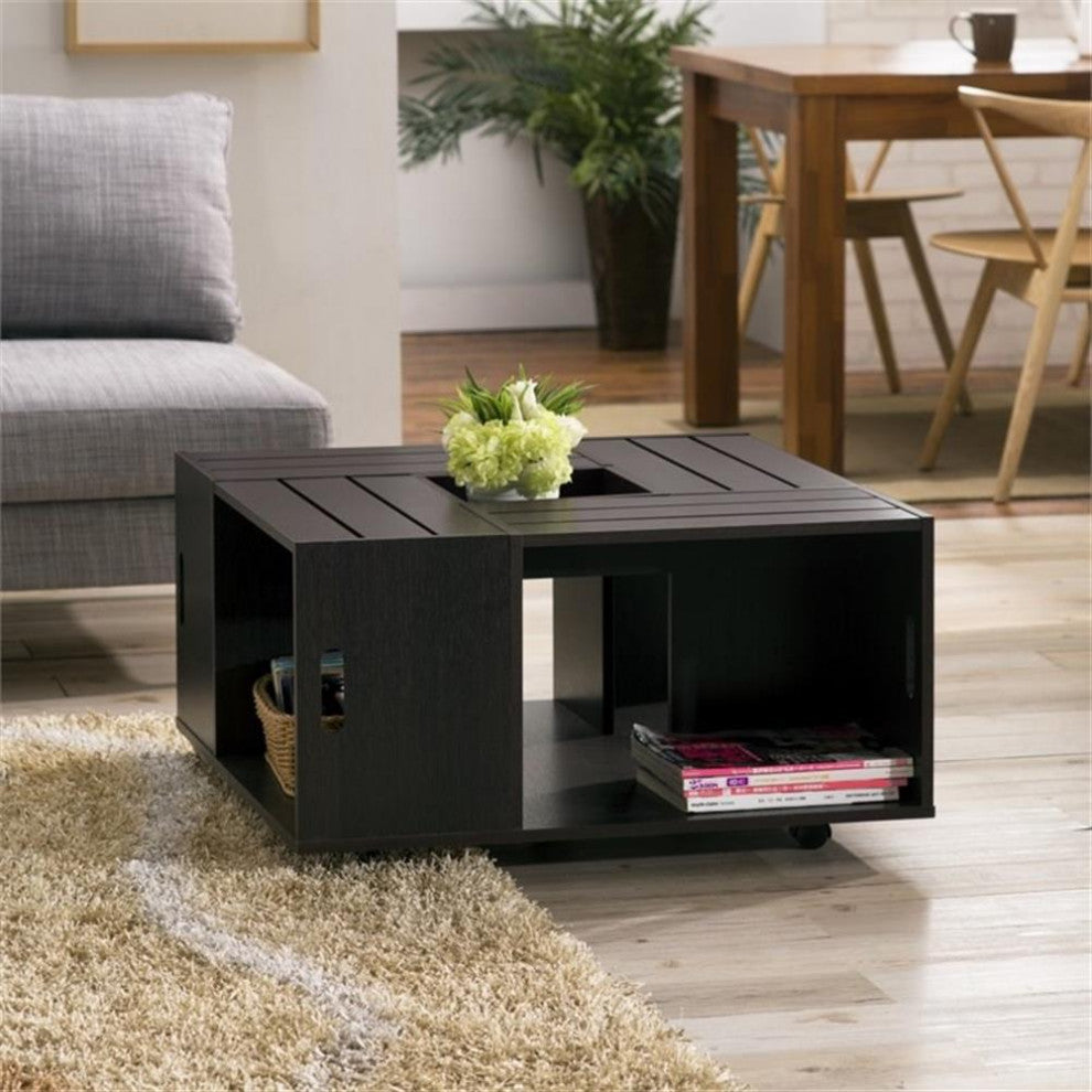Furniture of America Conteery Wood Coffee Table with Casters in Espresso