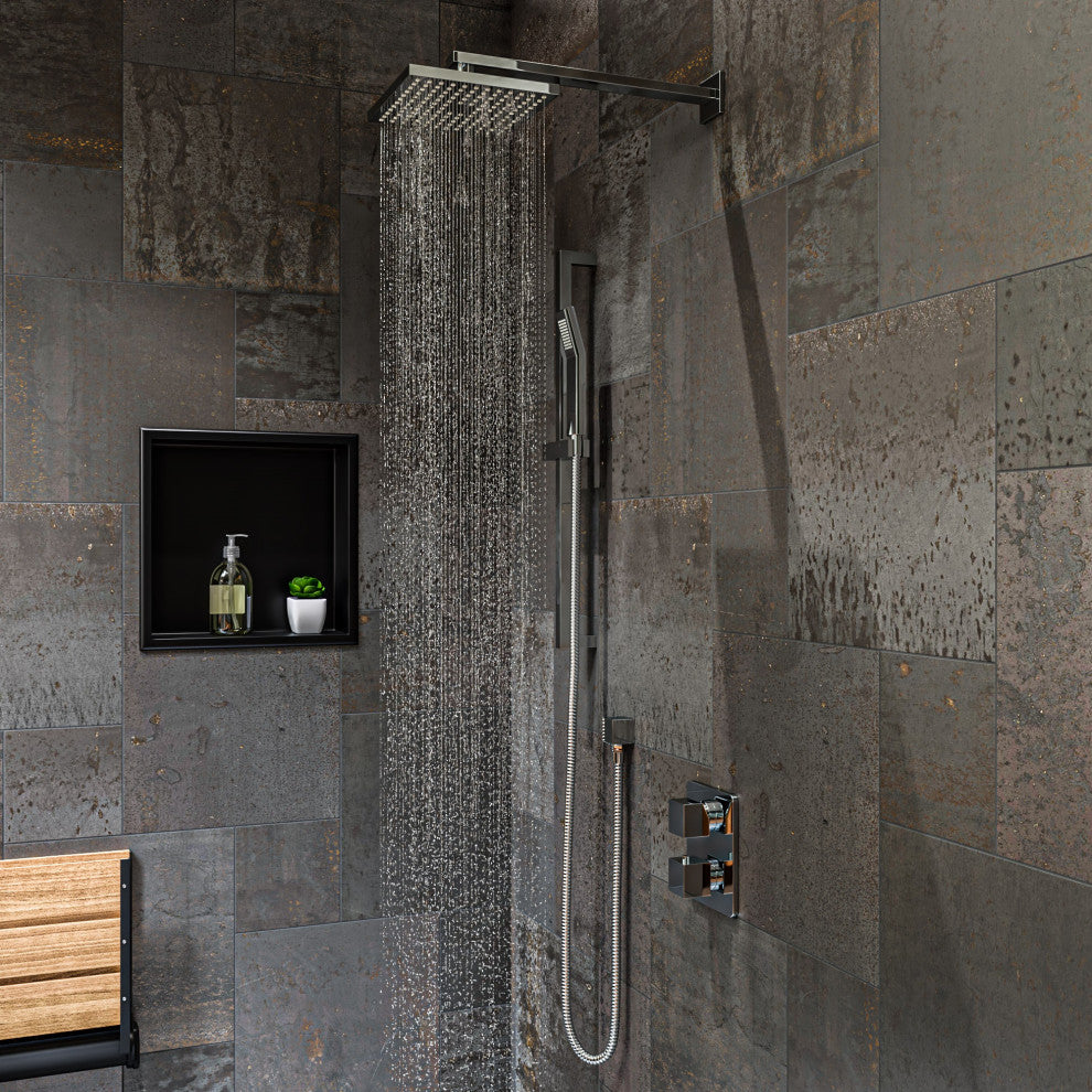 ALFI Brand AB2830-PC Polished Chrome 2 Way Thermostatic Square Shower Set