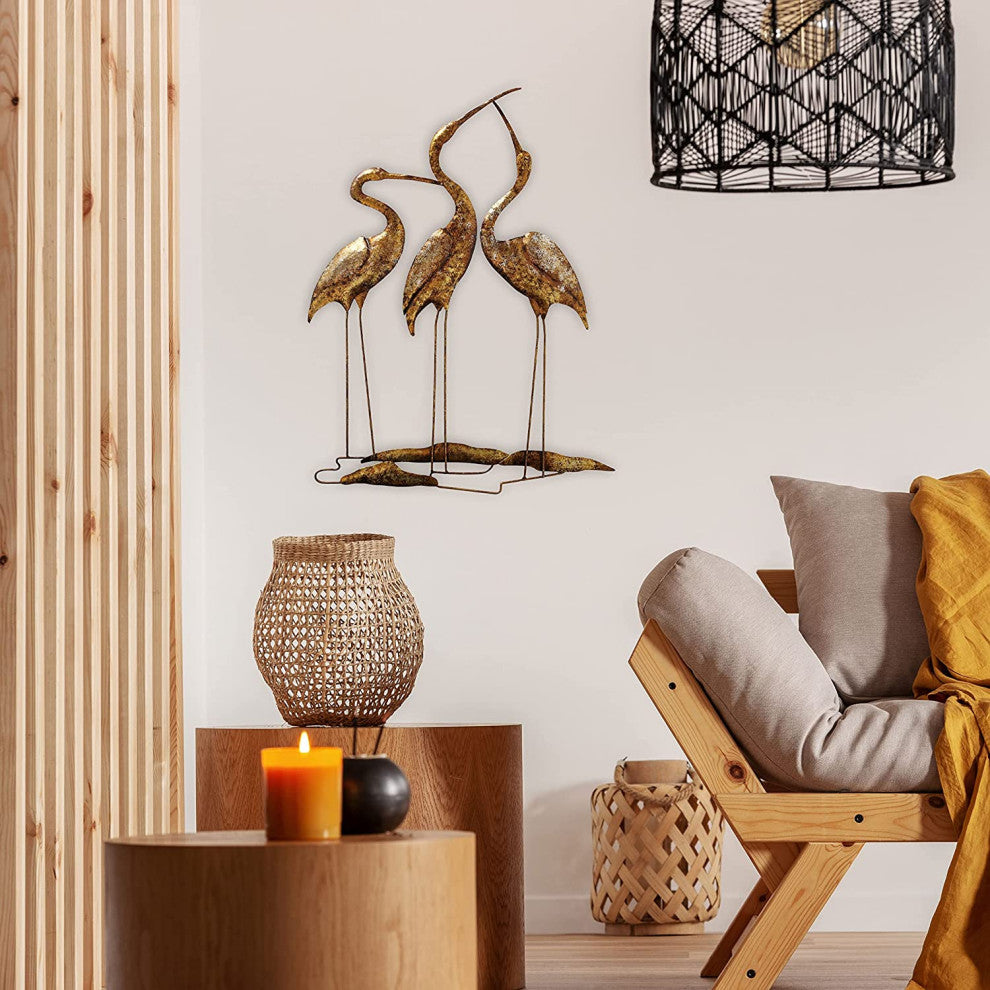 Gilt Cranes Wall Art, 28.5 Inches