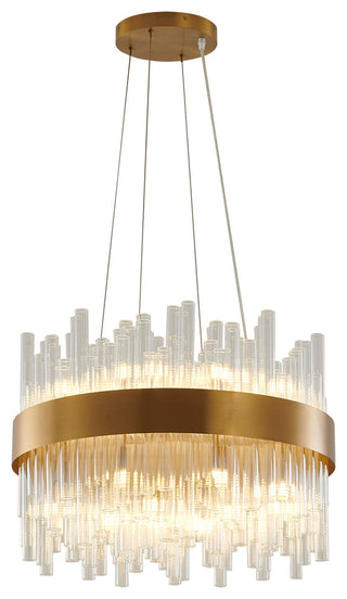 Matte Gold Chandelier With Glass Rods