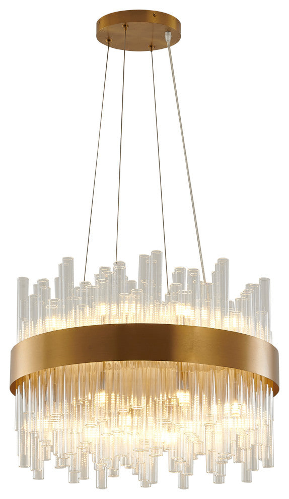 Matte Gold Chandelier With Glass Rods