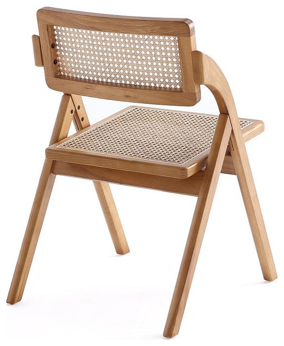 Manhattan Comfort Lambinet Dining Folding Chair, Nature, Set of 2