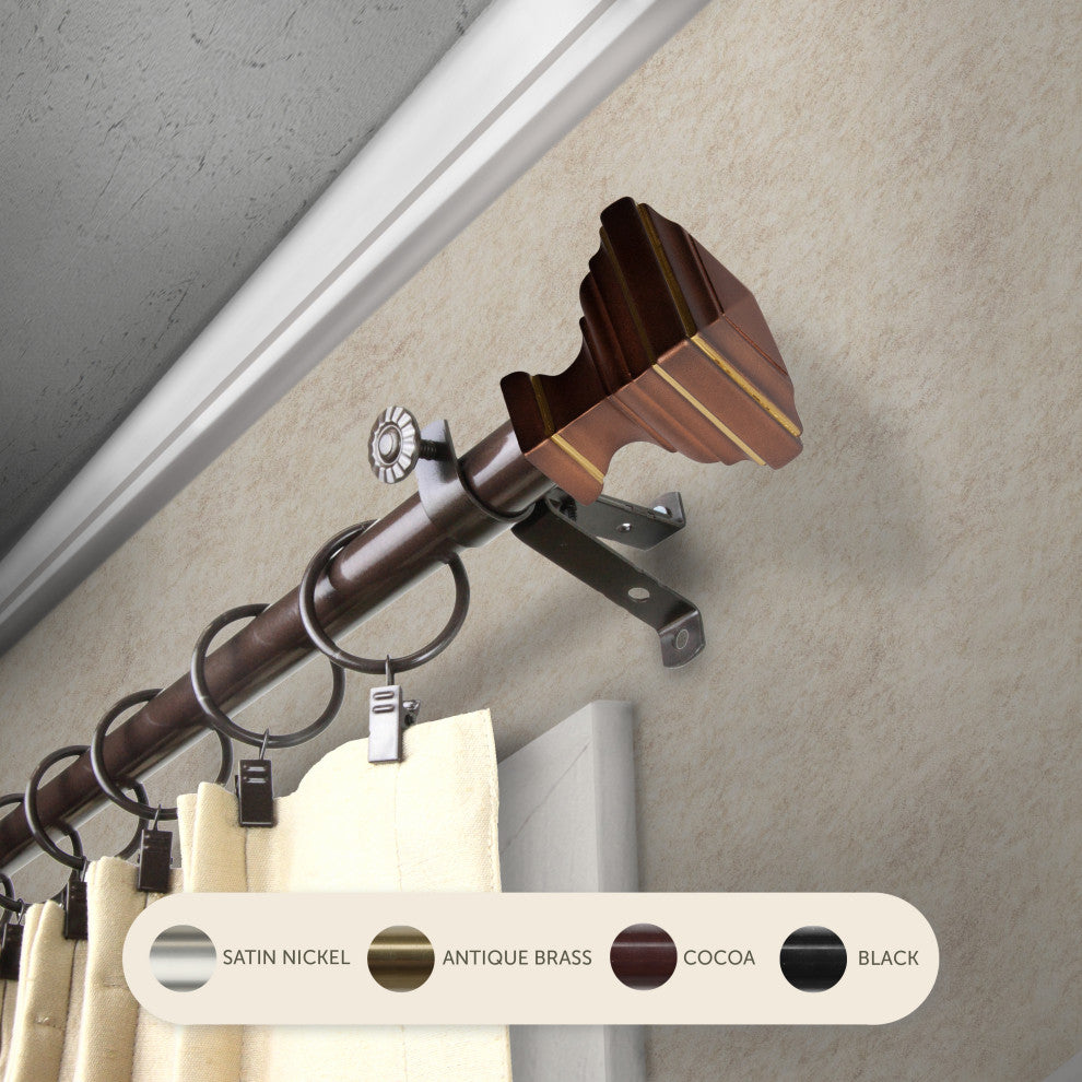 Kira 13/16" Curtain Rod, Cocoa, 48-84"