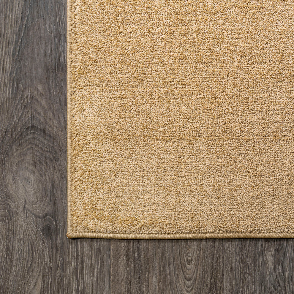 Haze Solid Low-Pile Runner Rug, Mustard, 5' Round