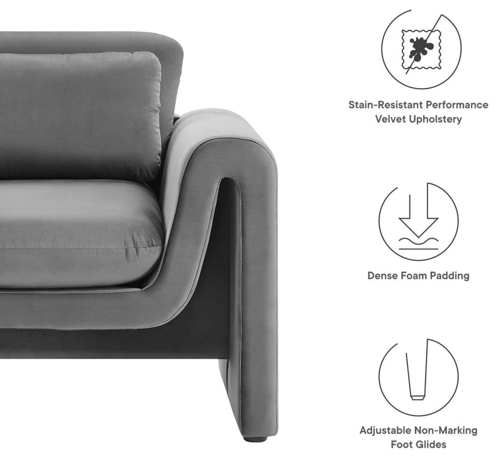 Waverly Performance Velvet Armchair - Gray
