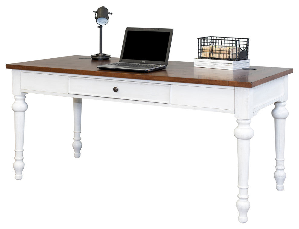 Rustic Wood Writing Desk and Return