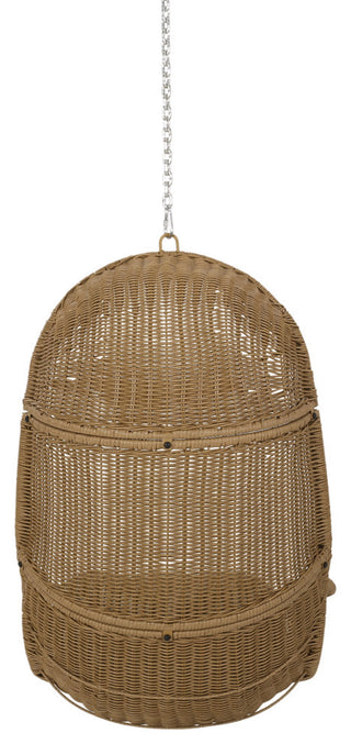 Berrien Outdoor/Indoor Wicker Hanging Chair with 8 Foot Chain (NO STAND), Beige/Light Brown