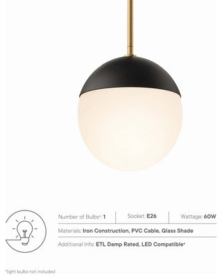 Stellar 1-Light Pendant Light, Opal Satin Brass