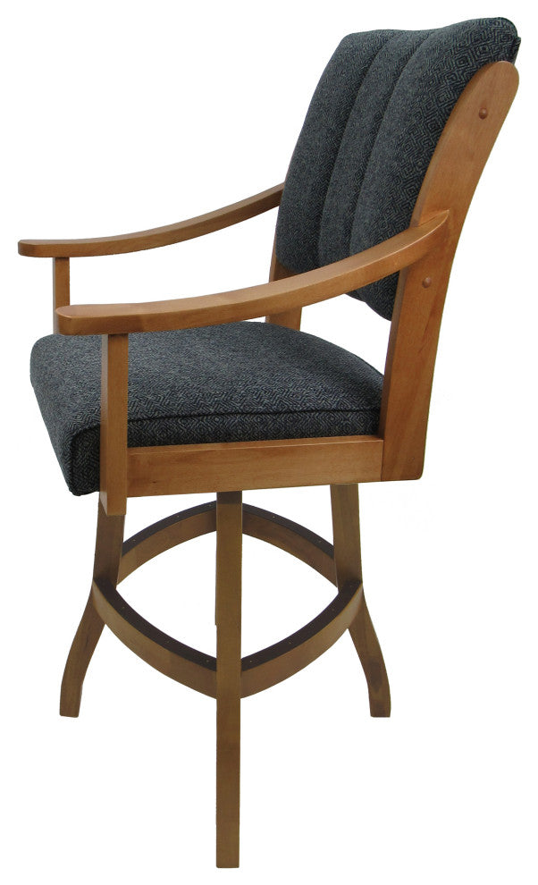 Swivel Counter Wood Bar Stool Casa on S-Base, Cocomo Indigo - Ct, 34"