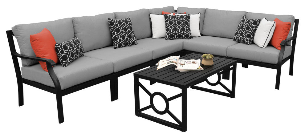 kathy ireland Madison Ave. 7 Piece Aluminum Patio Furniture Set 07b, Slate