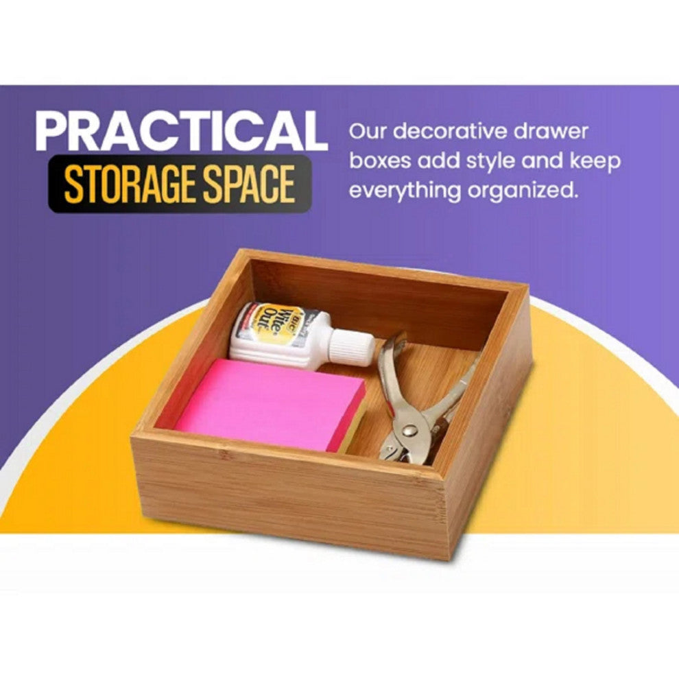 YBM HOME Bamboo Drawer Organizer Boxes for Home, Kitchen, Set of 5