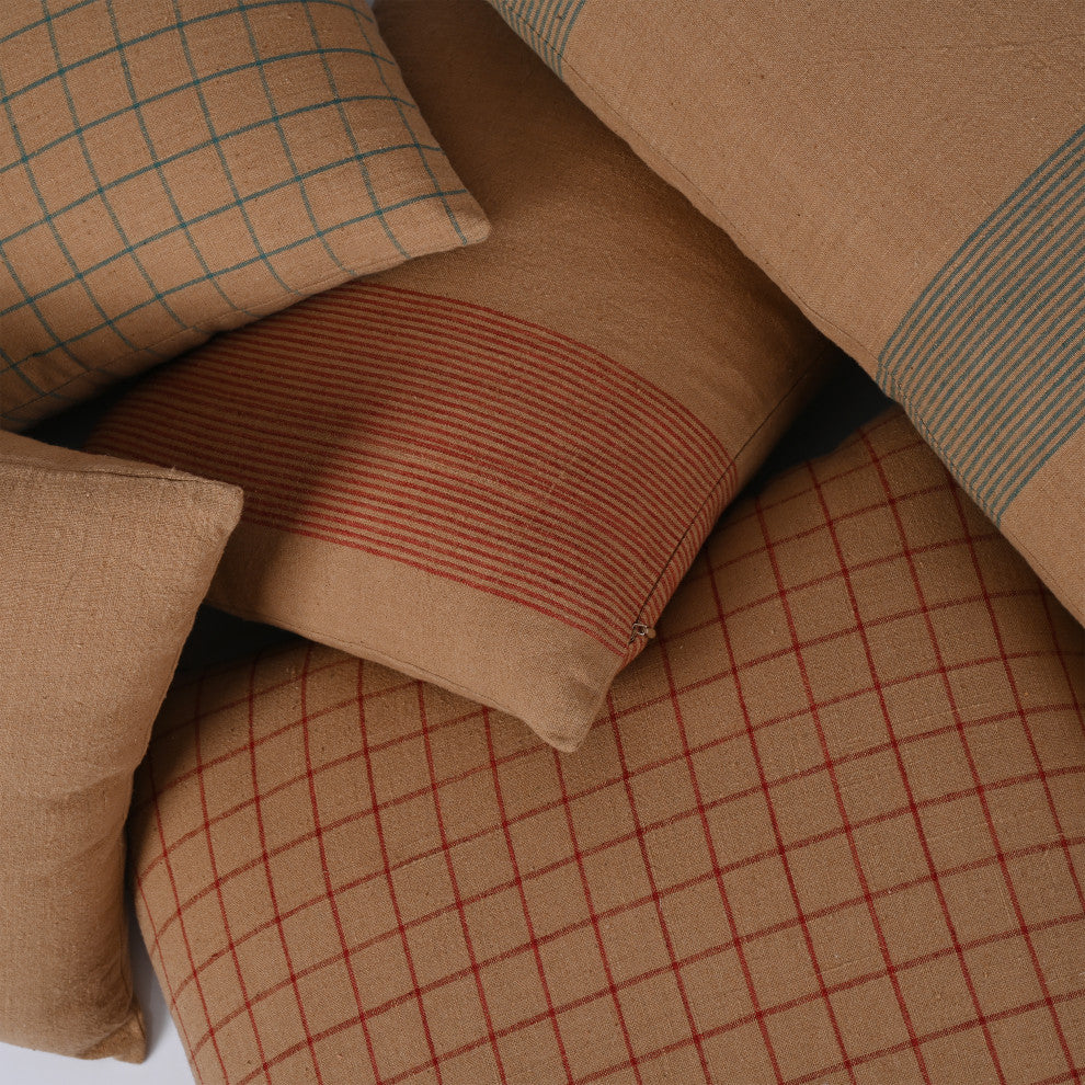 Modern Simplicity Brown Pin-Striped Lumbar Pillow, Blue