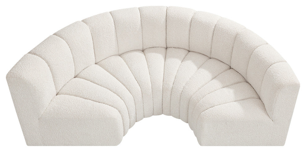Arc Boucle Fabric Upholstered 4-Pc. Inward Curved Modular Sectional, Cream