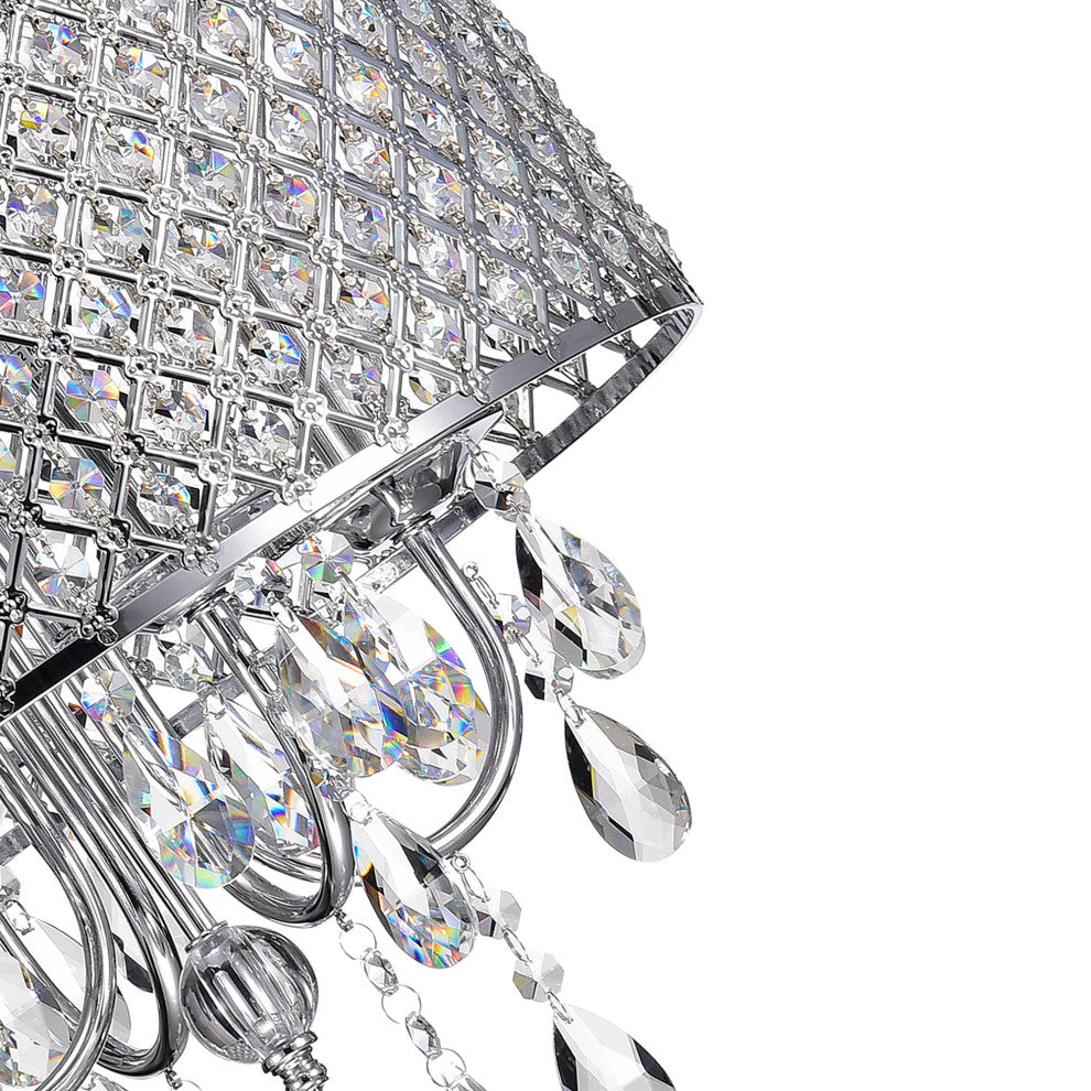 Alice Chrome Finish 4-light Round Crystal Chandelier