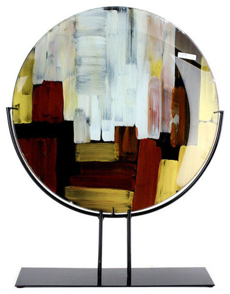 Round Platter With Metal Stand, 25"