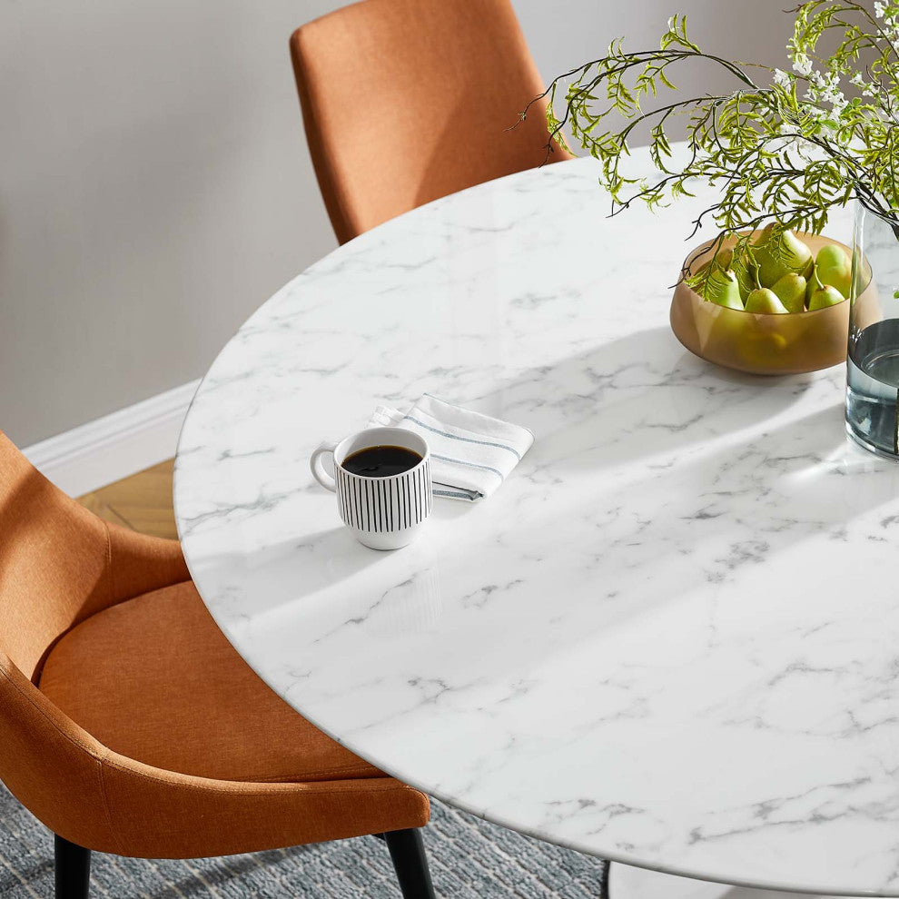 Modway Lippa 60" Round Artificial Marble Dining Table, White