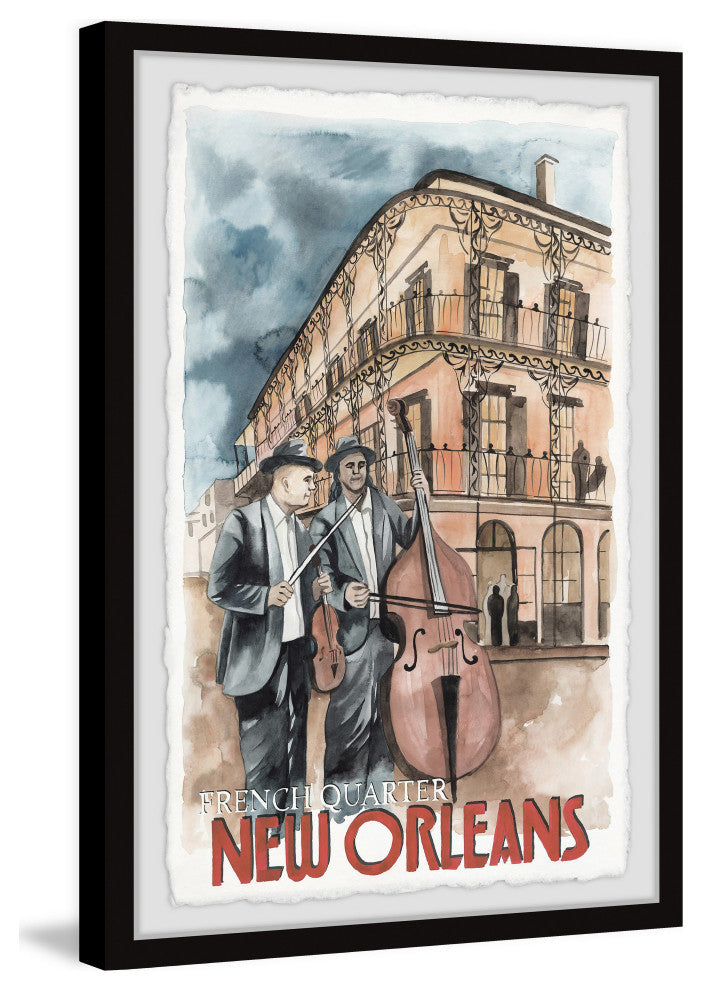 "Double Bassist" Framed Painting Print, 30x45