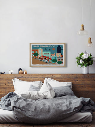 "Classic Cable Car" Framed Painting Print, 30x20