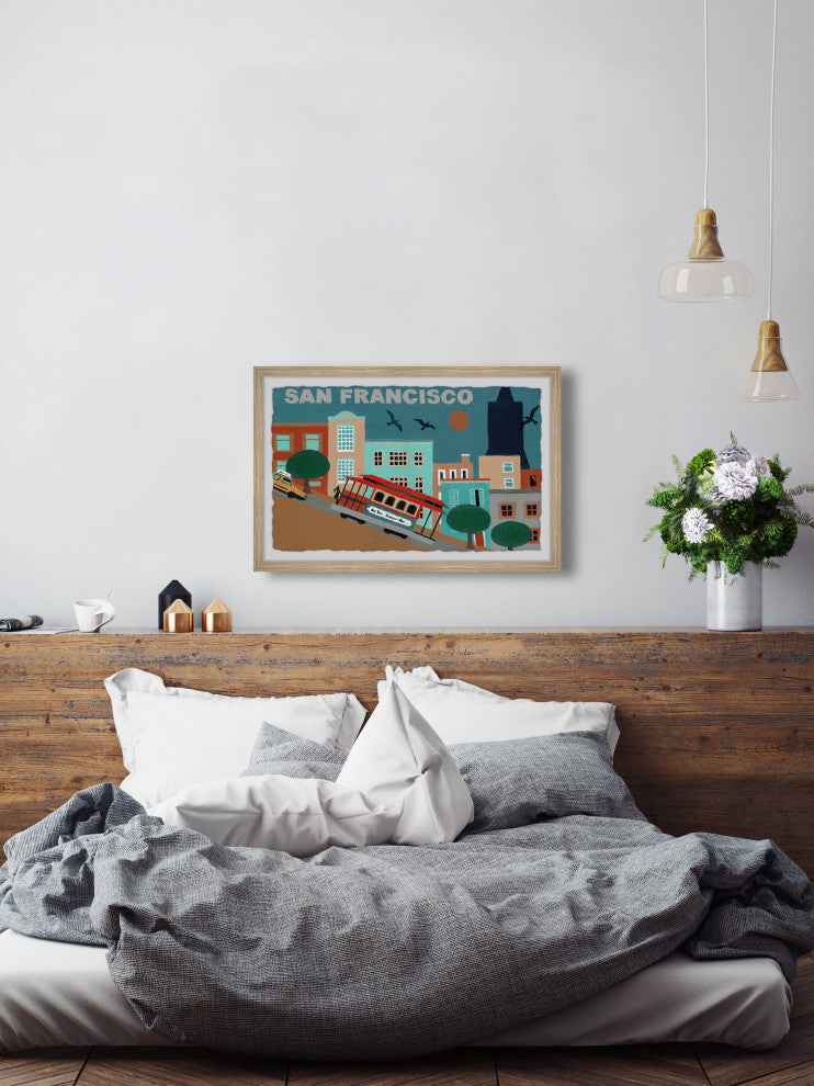 "Classic Cable Car" Framed Painting Print, 30x20
