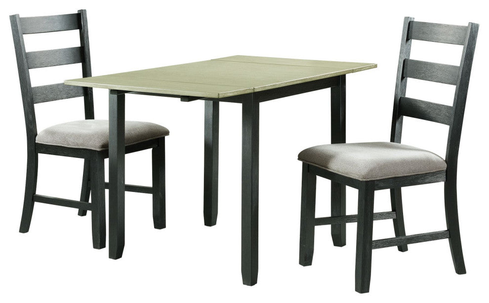 Tuttle 3-Piece Drop Leaf Dining Set, Gray