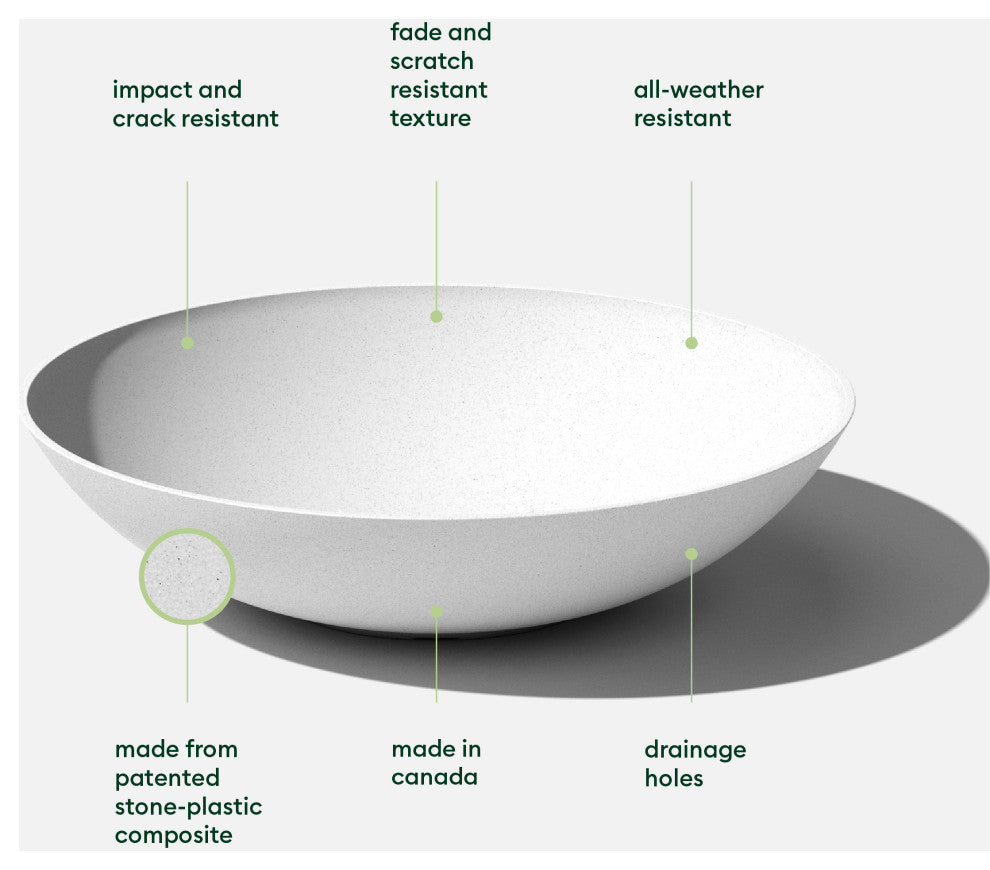 Lane Round Planter Bowl, White, 32'', 2 Pack