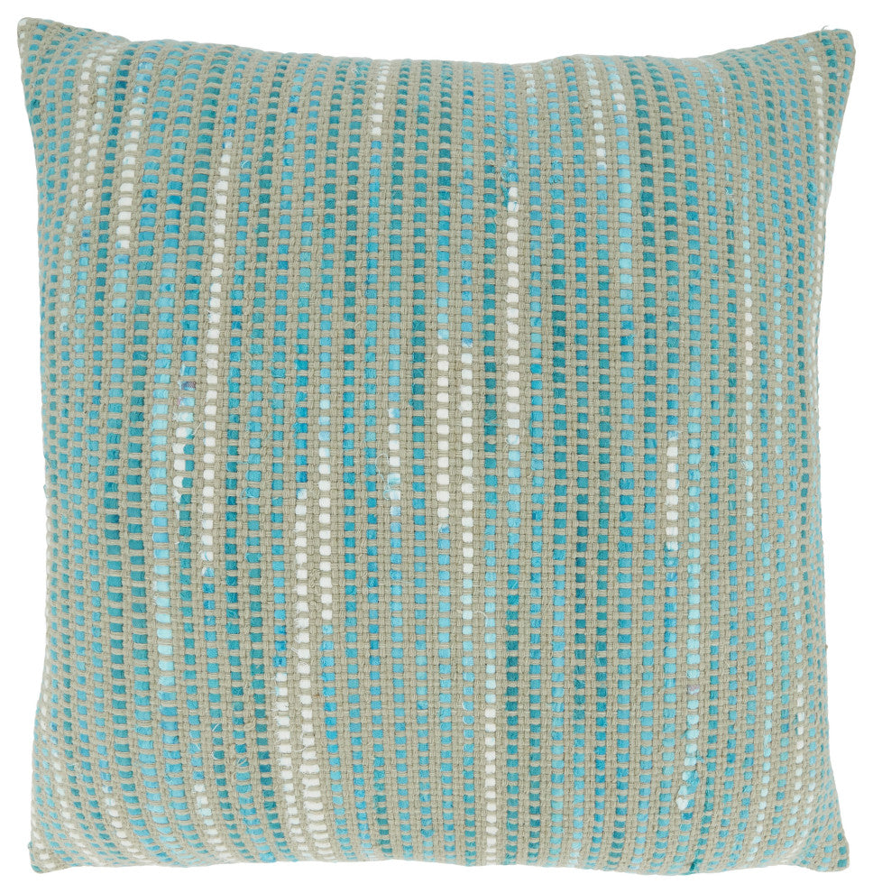 Throw Pillow With Striped Woven Design, 20"x20", Cover Only