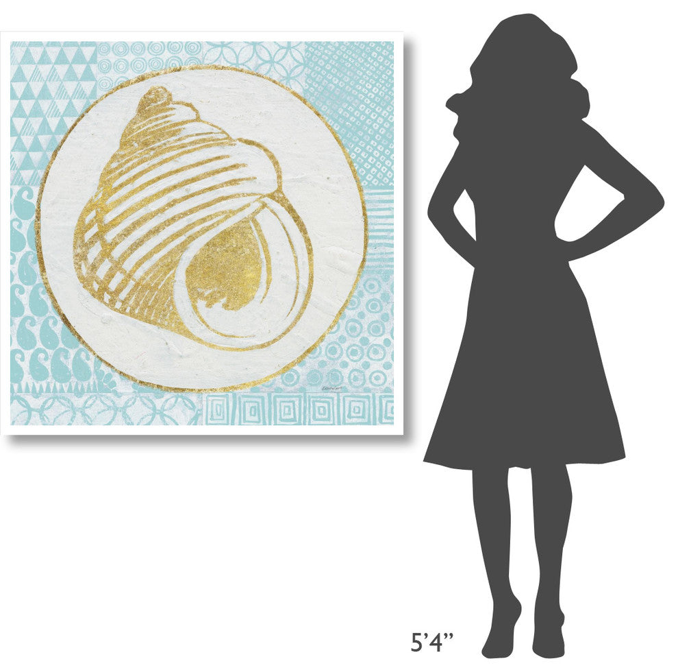 "Summer Shells III Teal and Gold" Paper Print by Kathrine Lovell, 42"x42"