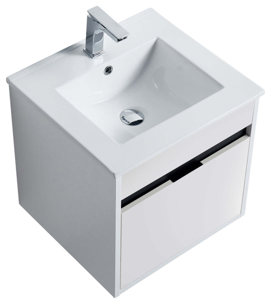 Alpine Wall Mount Bathroom Vanity and Sink, White Matte, 20"