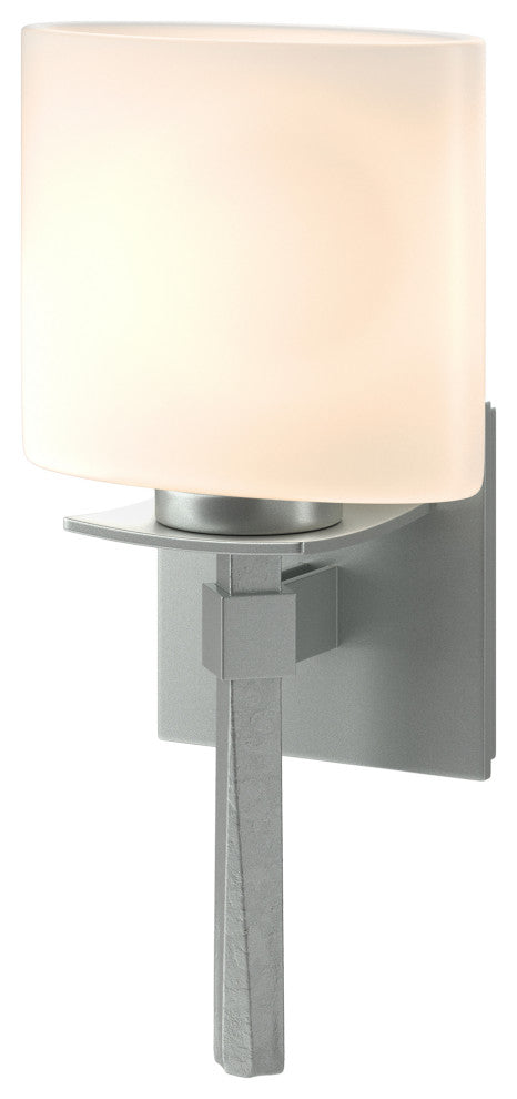 Beacon Hall Ellipse Glass Sconce, Vintage Platinum Finish, Opal Glass