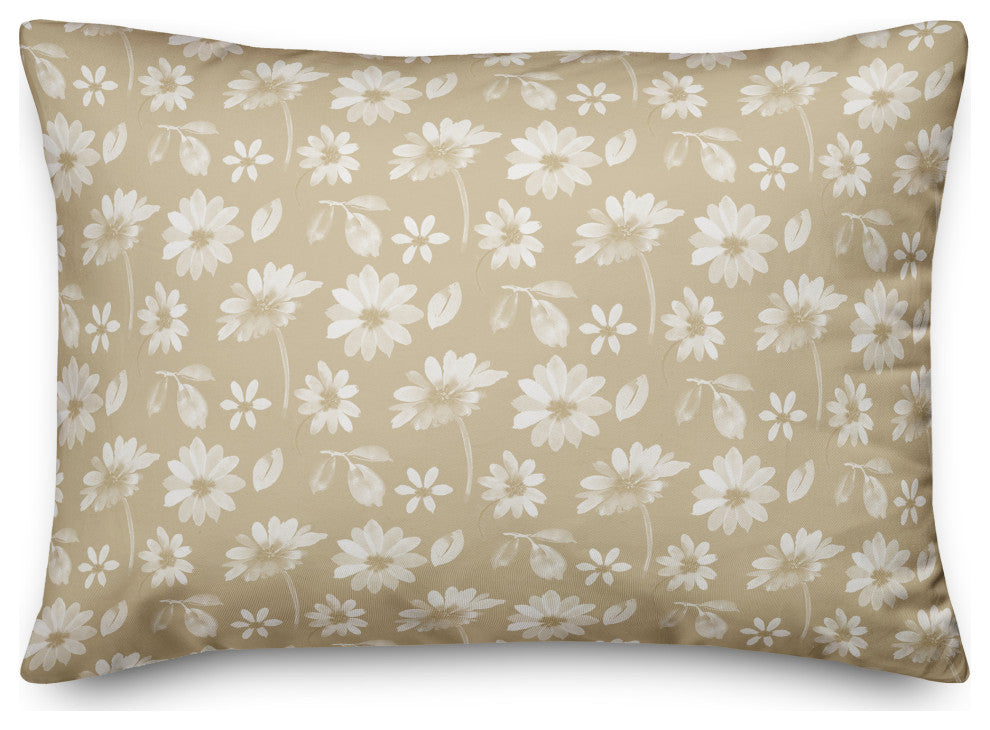 Cream and White Florals 14x20 Spun Poly Pillow