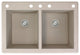 Radius 33" silQ Granite Double Bowl Kitchen Sink with 5 Holes in Cafe Latte
