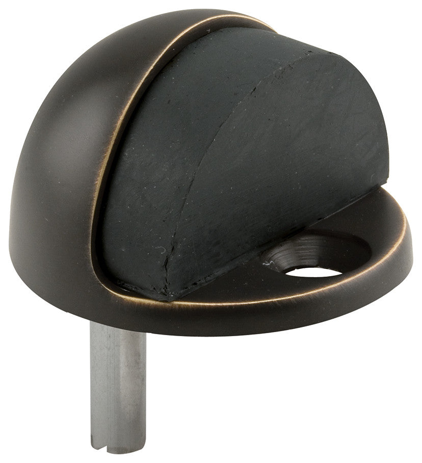 Door Stop, 1" Reach, Cast Brass, Oil Rubbed Bronze Finish, Floor Mount