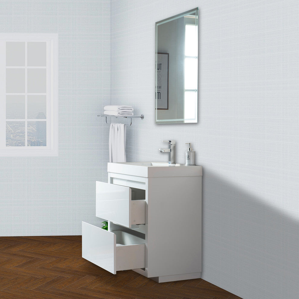 Vanity Art Single-Sink Bathroom Vanity With Resin Top, 30"