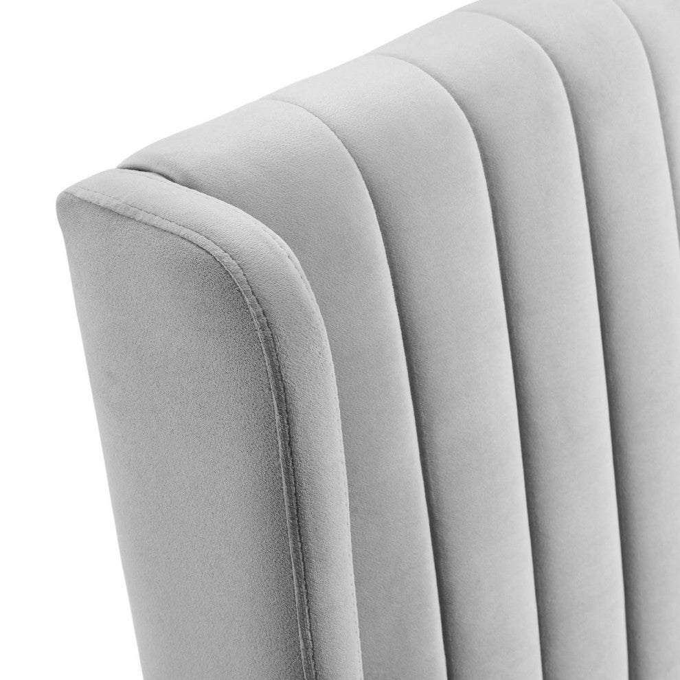 Side Dining Chair, Set of 2, Velvet, Gray, Modern, Cafe Bistro Restaurant