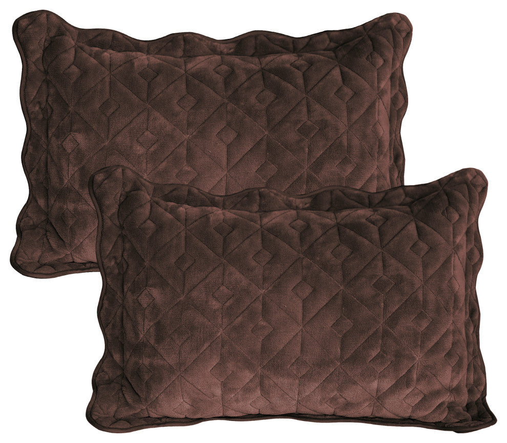 Diamond Square Quilted Coverlet 4-Piece Bedspread Set, Chestnut, Queen