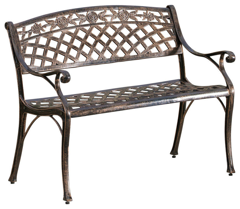 GDF Studio Casablanca Outdoor Copper Cast Aluminum Bench