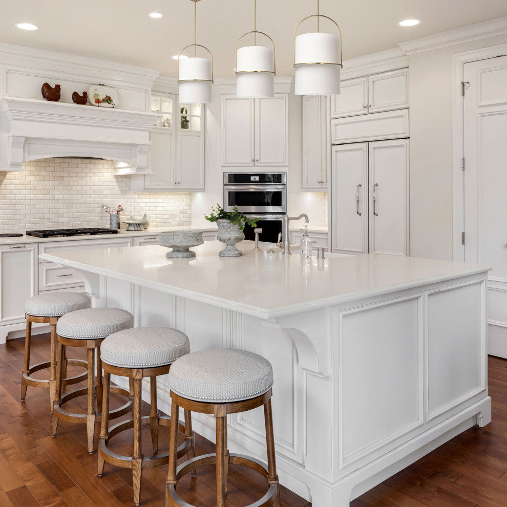 White Modern Pendant With Aged Brass Metal