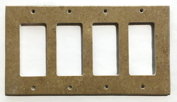 Travertine Switch Wall Plates Covers - Honed (Matte), Noce, 4 Rocker