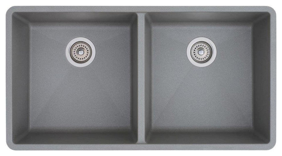 29.75"x18-1/8" Precis Silgranit Equal Double Bowl Sink, Metallic Gray