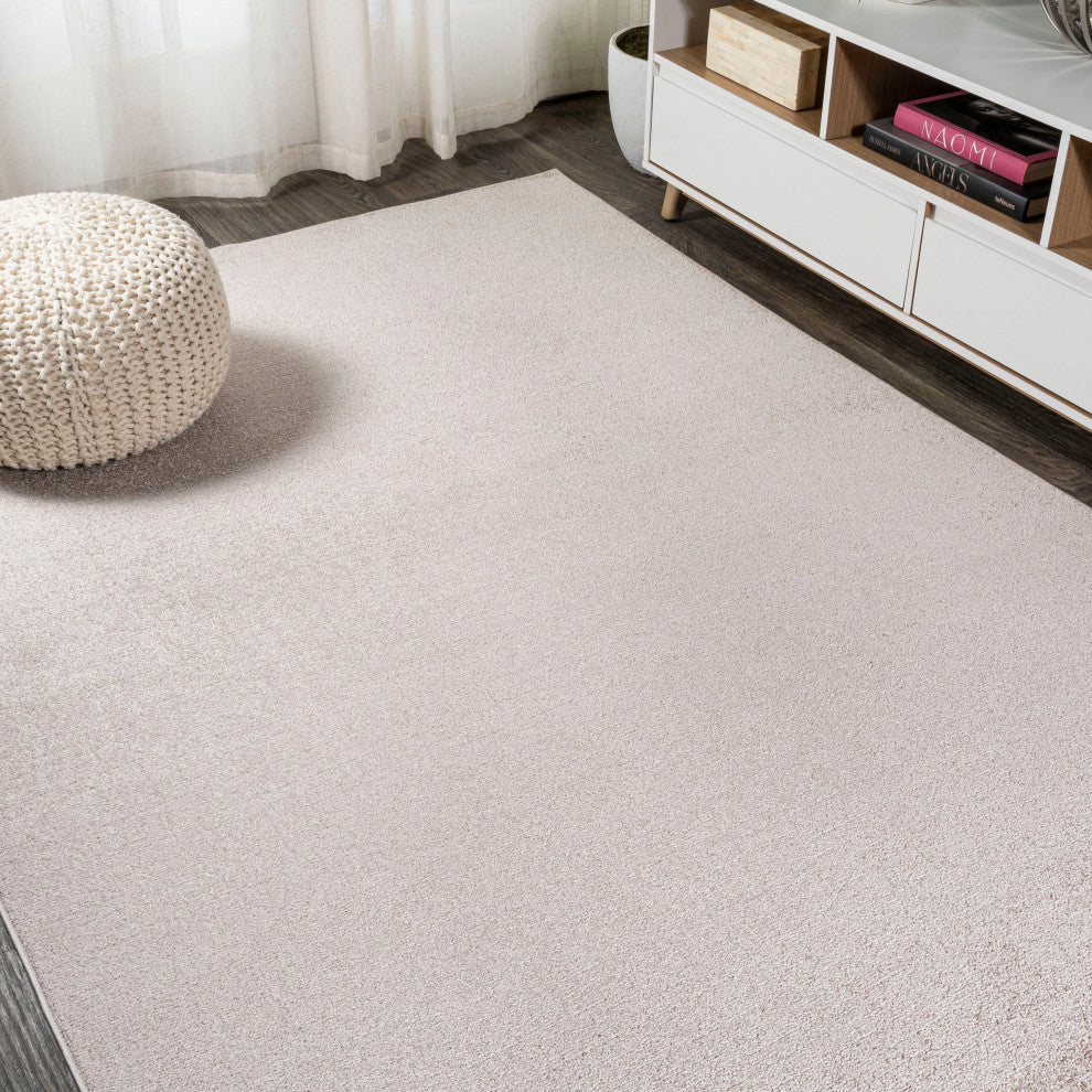 Haze Solid Low-Pile Runner Rug, Beige, 5 X 8